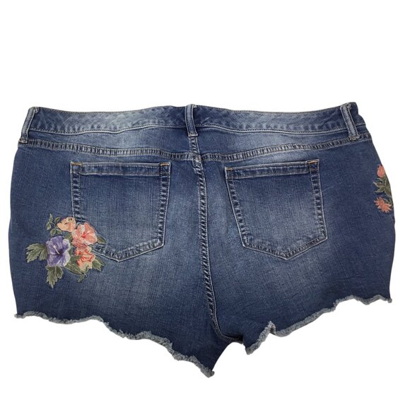 torrid Denim Shorts Jean Stretch Blue Size 20 Embroidered Short Floral - Picture 3 of 7
